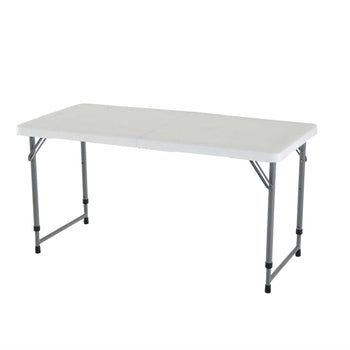 Adjustable Height White HDPE Folding Table with Powder Coated Steel Frame - Deals Kiosk