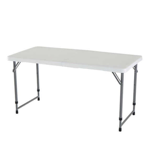 Adjustable Height White HDPE Folding Table with Powder Coated Steel Frame - Deals Kiosk