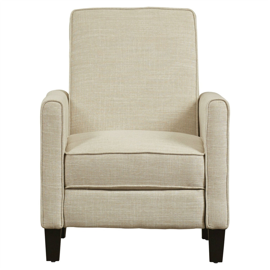 Club Chair Recliner Lounge in Light Beige Linen Upholstery - Deals Kiosk
