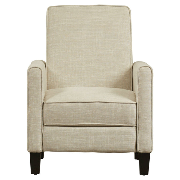 Club Chair Recliner Lounge in Light Beige Linen Upholstery - Deals Kiosk