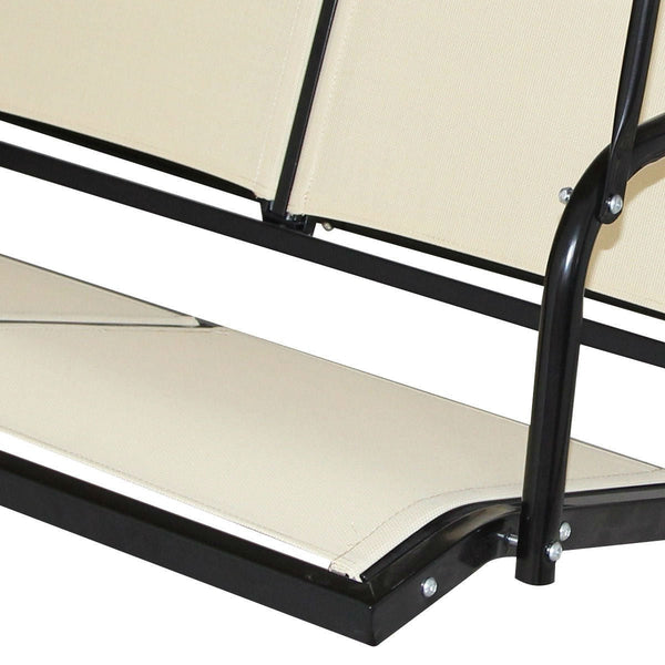 Outdoor Porch Patio 3-Person Canopy Swing in Light Brown - Deals Kiosk