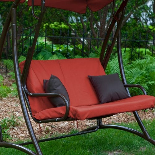 2-Seat Outdoor Porch Swing with Canopy in Terracotta Red - Deals Kiosk