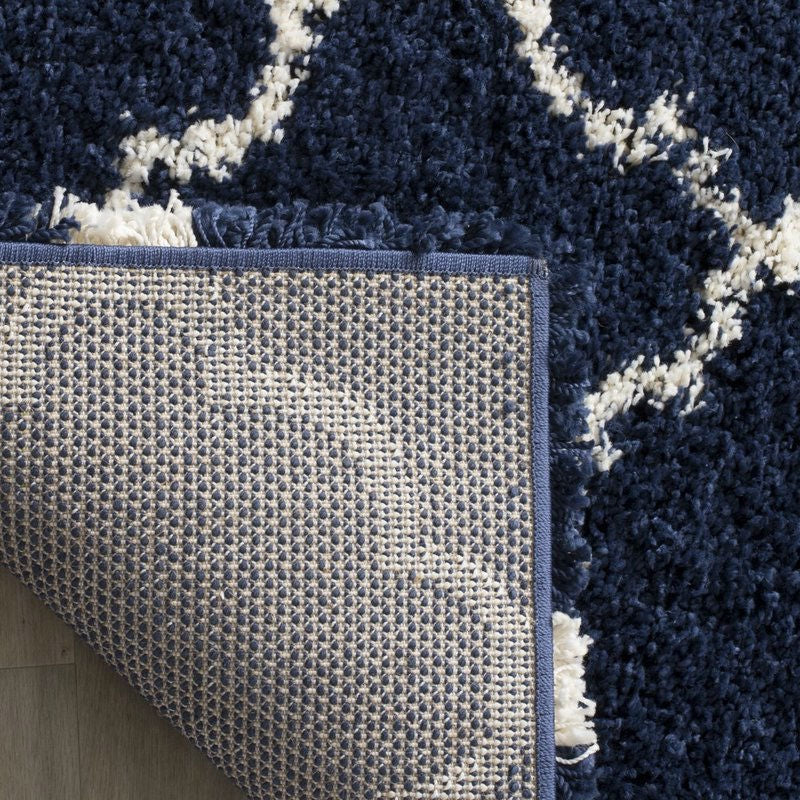 5'1" x 7'6" Shag Extra Plush Geometric Indoor Blue/Beige Area Rug - Deals Kiosk