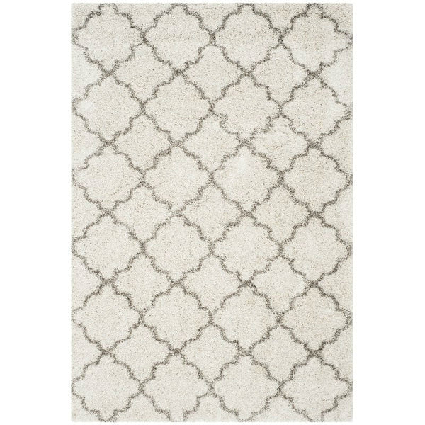 5'1" x 7'6" Shag Extra Plush Geometric Indoor Ivory/Gray Area Rug