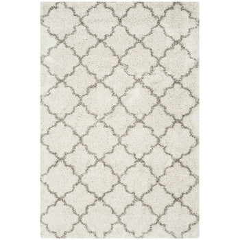 8' x 10' Shag Extra Plush Geometric Indoor Ivory/Gray Area Rug
