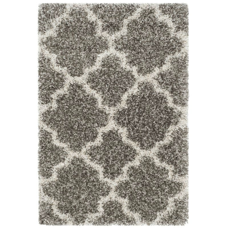 5'1" x 7'6" Shag Extra Plush Geometric Indoor Gray/Ivory Area Rug
