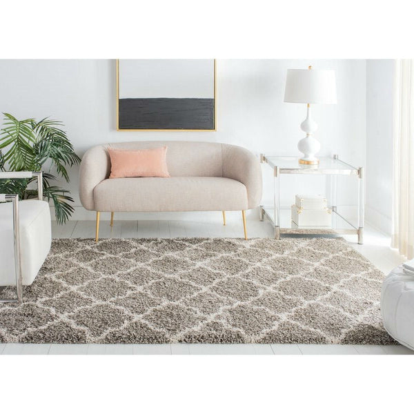 8' x 10' Shag Extra Plush Geometric Indoor Gray/Ivory Area Rug - Deals Kiosk