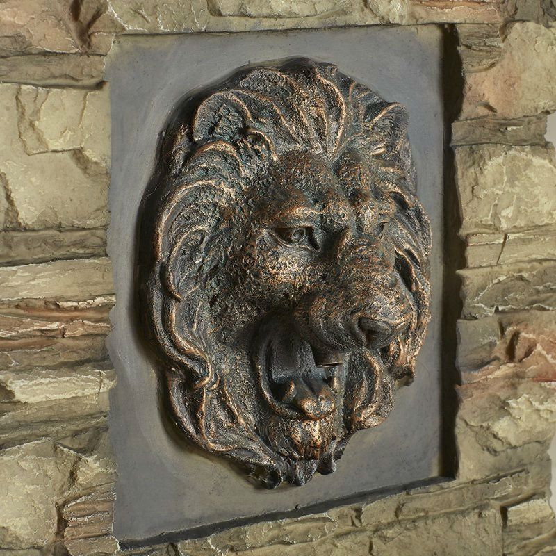 Indoor / Outdoor Water Fountain with Bronze Hued Lion Head - Deals Kiosk