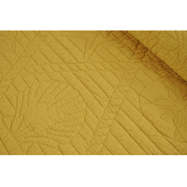 Full / Queen Amber Gold Sea Shells 3 Piece Cotton Quilt Set - Deals Kiosk