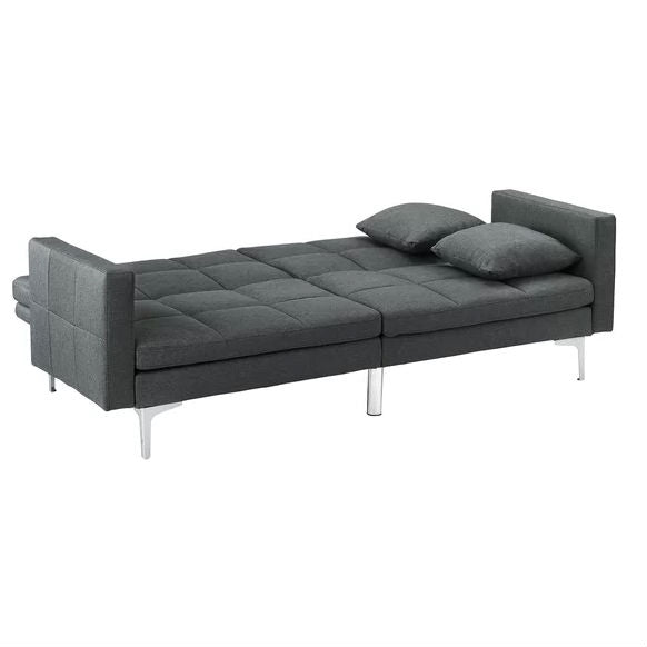 Grey Linen Split-Back Modern Sleeper Sofa Couch - Deals Kiosk