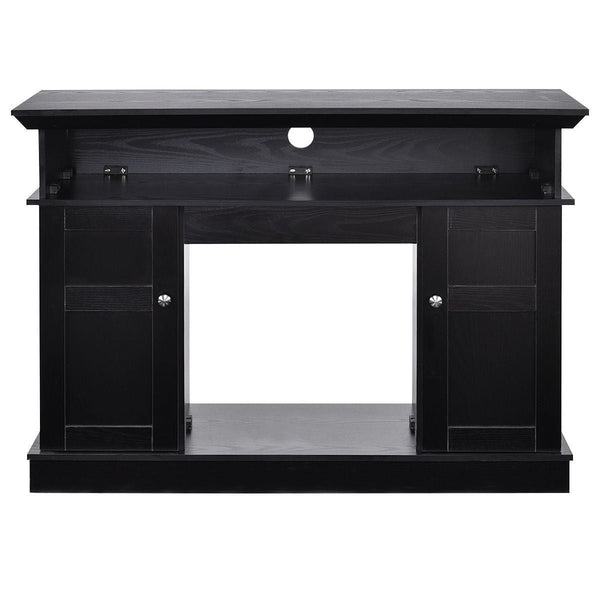 Black Wood 43-inch TV Stand with Electric Fireplace Heater - Deals Kiosk
