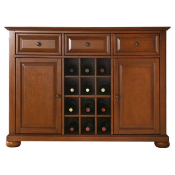 Cherry Wood Dining Room Storage Buffet Cabinet Sideboard with Wine Holder - Deals Kiosk