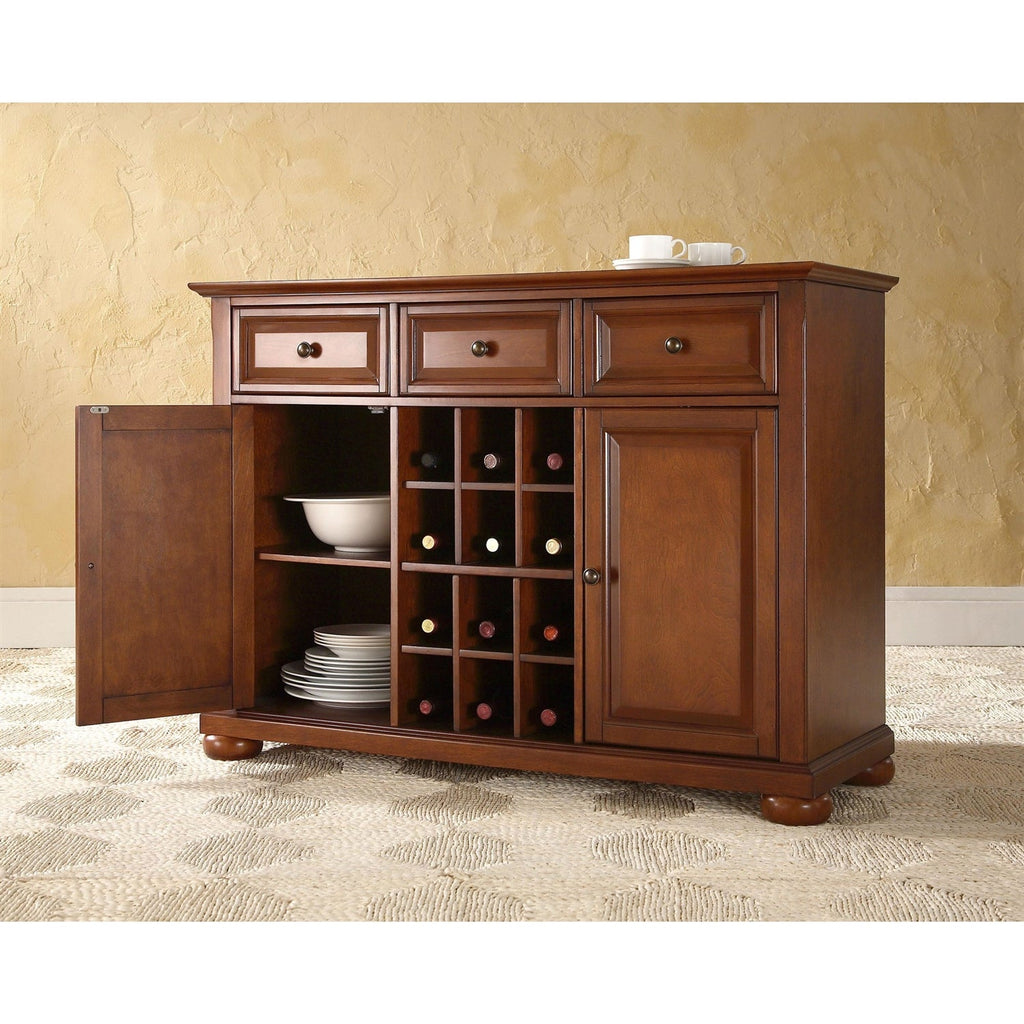 Cherry Wood Dining Room Storage Buffet Cabinet Sideboard with Wine Holder - Deals Kiosk