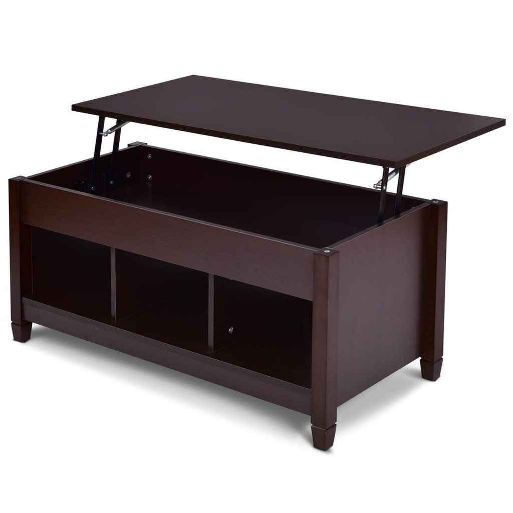 Brown Wood Lift Top Coffee Table with Hidden Storage Space - Deals Kiosk