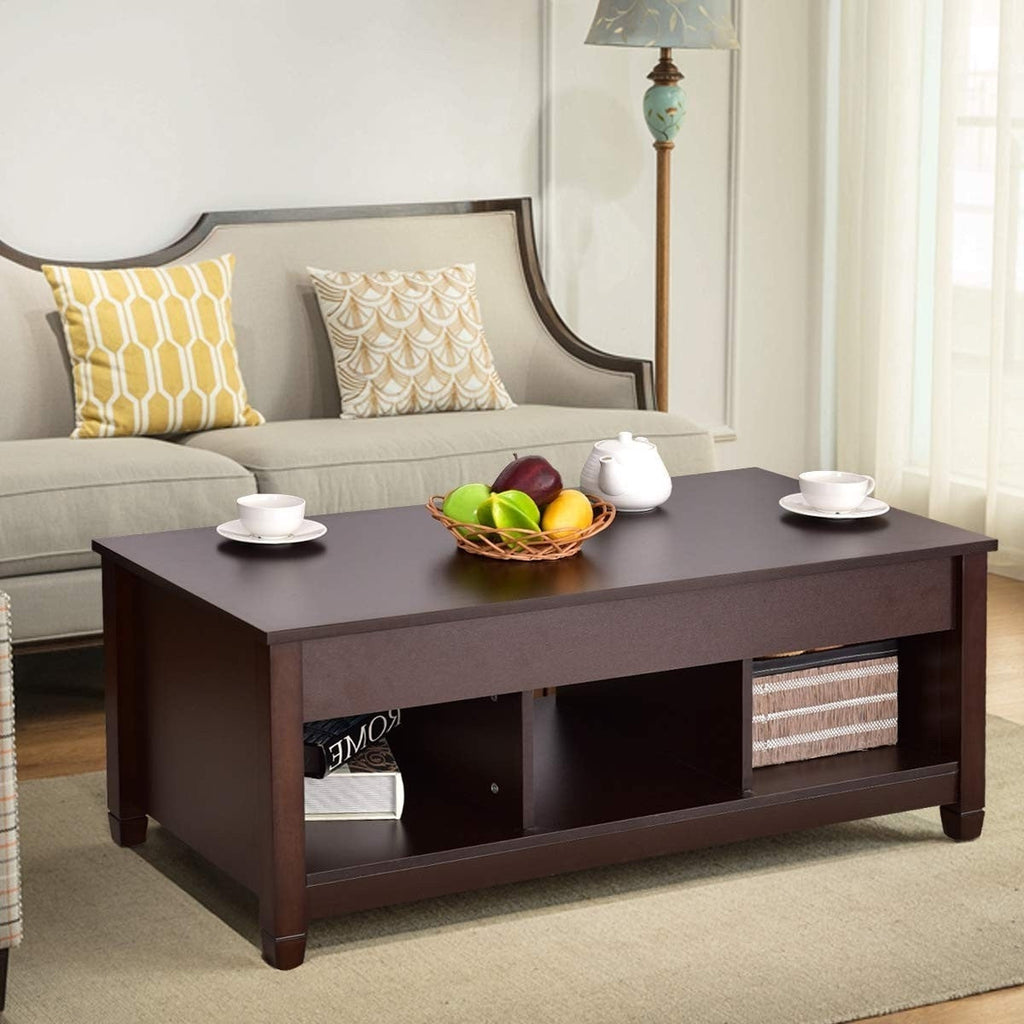 Brown Wood Lift Top Coffee Table with Hidden Storage Space - Deals Kiosk