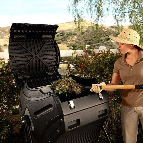 Heavy Duty HDPT Plastic 10 cubic ft. Compost Bin Tumbler with Steel Stand - Deals Kiosk