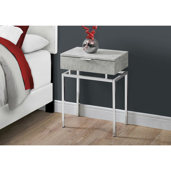 24in Modern End Table 1 Drawer Nightstand Grey with Chrome Metal Legs - Deals Kiosk