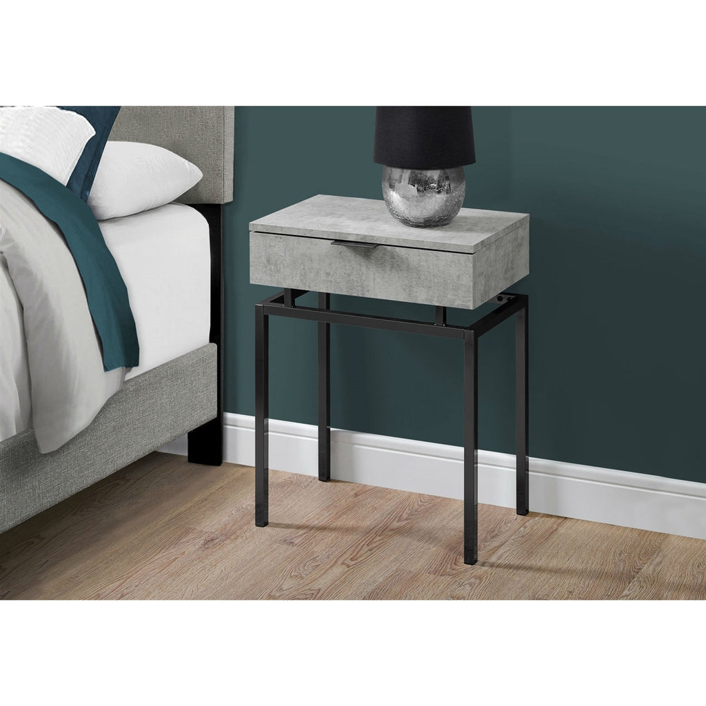 24in Modern End Table 1 Drawer Nightstand Grey with Black Metal Legs - Deals Kiosk