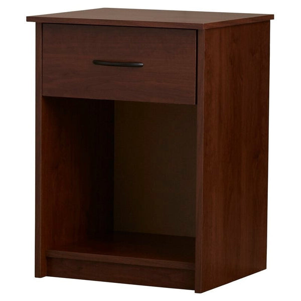 Bedroom 1-Drawer Nightstand End Table in Medium Brown Wood Finish - Deals Kiosk