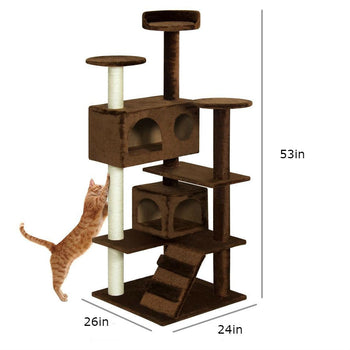 Brown 53 Inch Large Cat Tree Scratcher Condo - Deals Kiosk