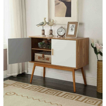 Mid-Century Modern Console Table Storage Cabinet with Solid Wood Legs - Deals Kiosk