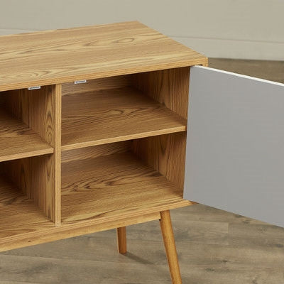 Mid-Century Modern Console Table Storage Cabinet with Solid Wood Legs - Deals Kiosk