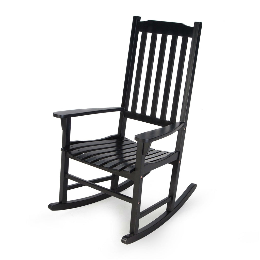 Indoor/Outdoor Patio Porch Black Slat Rocking Chair - Deals Kiosk