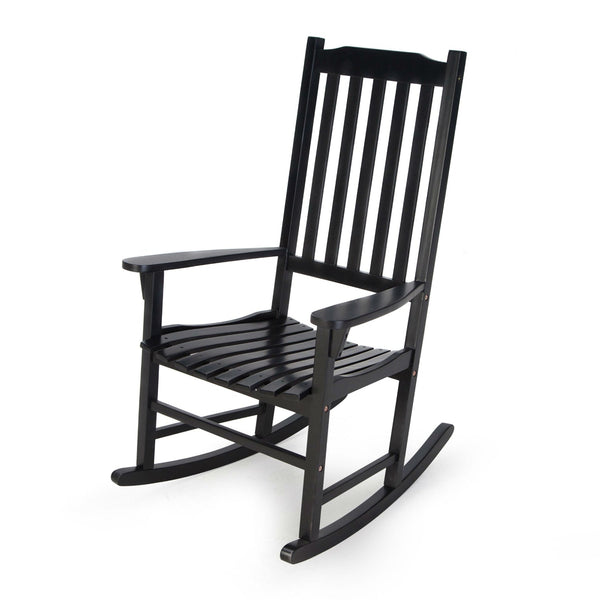 Indoor/Outdoor Patio Porch Black Slat Rocking Chair - Deals Kiosk