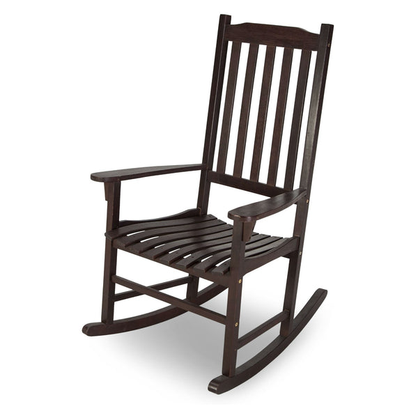 Indoor/Outdoor Patio Porch Dark Brown Slat Rocking Chair - Deals Kiosk