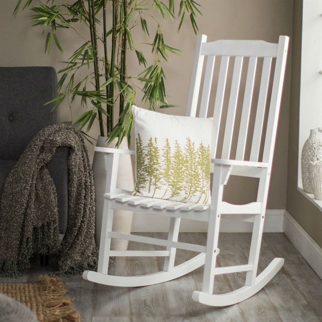 Indoor/Outdoor Patio Porch White Slat Rocking Chair - Deals Kiosk