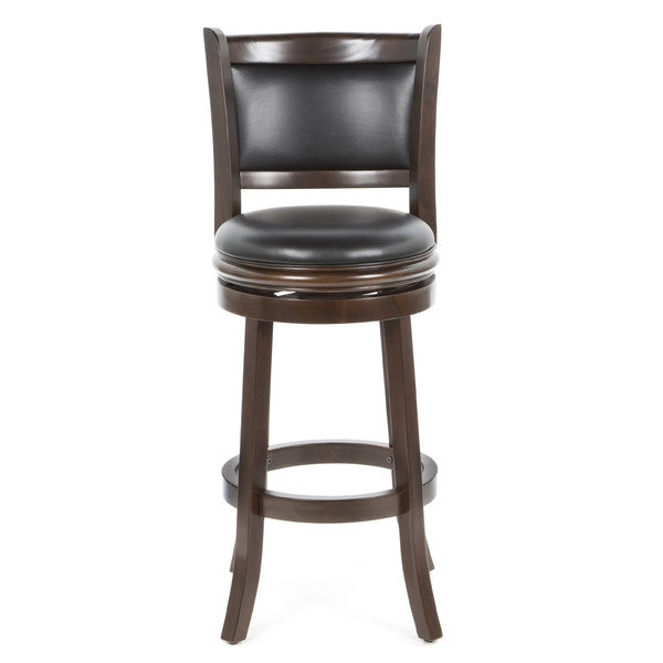 Cappuccino 29-inch Swivel Barstool with Faux Leather Cushion Seat - Deals Kiosk