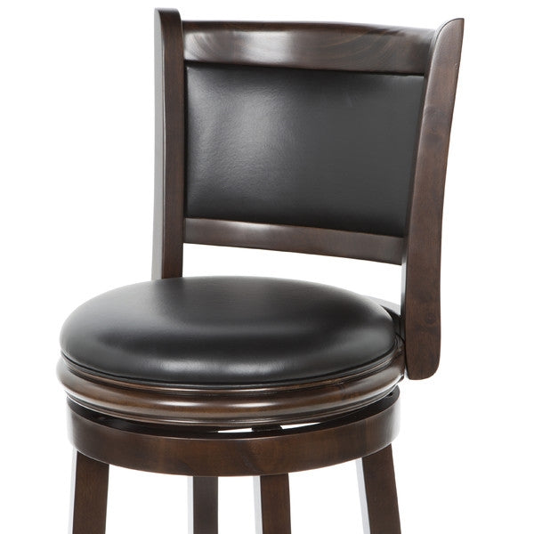Cappuccino 29-inch Swivel Barstool with Faux Leather Cushion Seat - Deals Kiosk