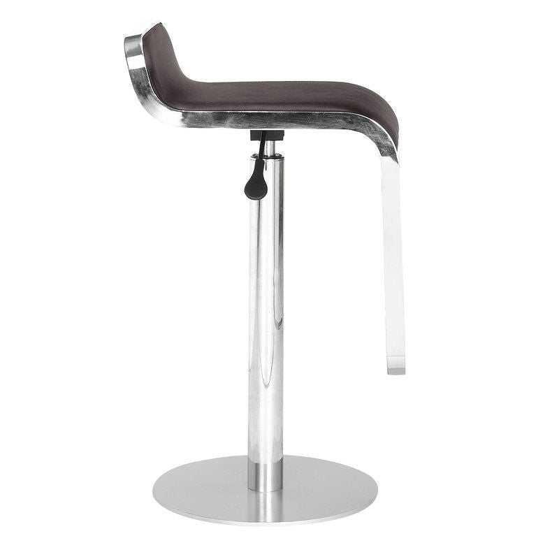Modern Bar Stool with Espresso Brown Faux Leather Swivel Seat - Deals Kiosk