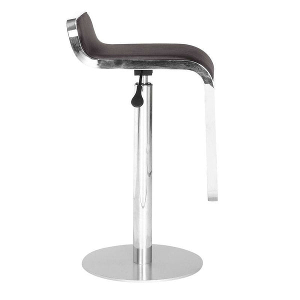 Modern Bar Stool with Espresso Brown Faux Leather Swivel Seat - Deals Kiosk