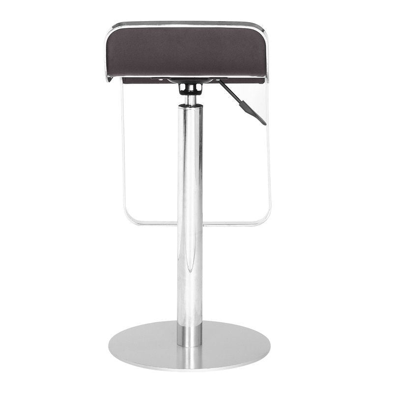 Modern Bar Stool with Espresso Brown Faux Leather Swivel Seat - Deals Kiosk