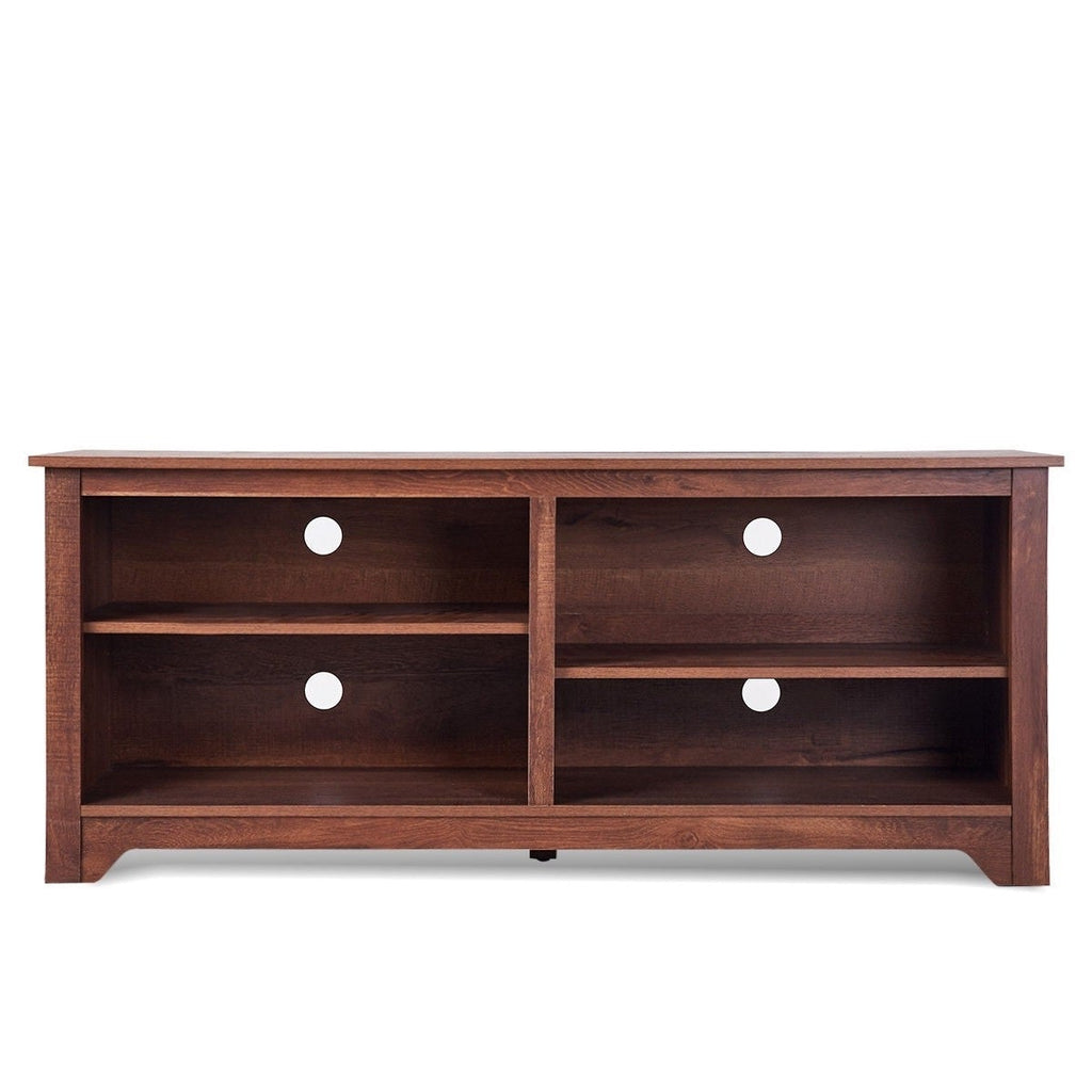 Medium Brown Wood TV Stand Entertainment Center for up to 60-inch TV - Deals Kiosk