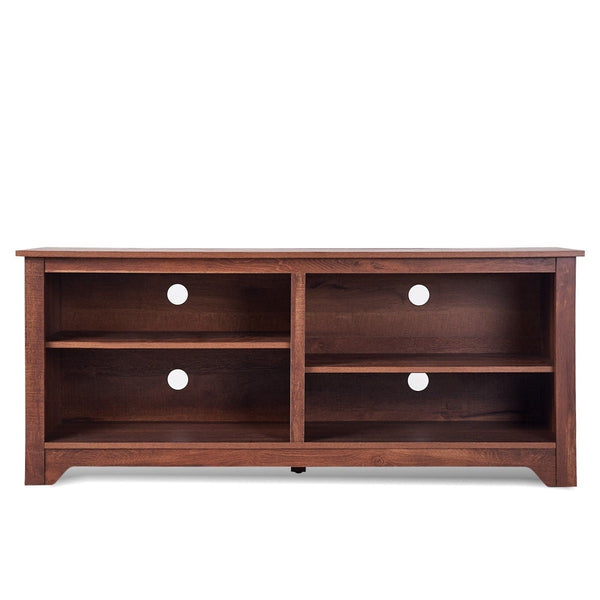 Medium Brown Wood TV Stand Entertainment Center for up to 60-inch TV - Deals Kiosk