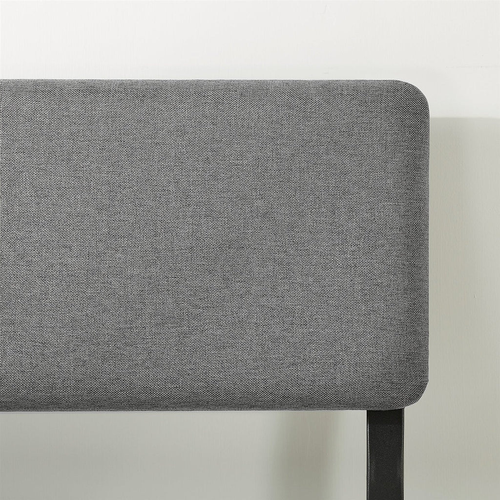 Full Size Grey Soft Fabric Metal Headboard Platform Bed Wooden Slats - Deals Kiosk