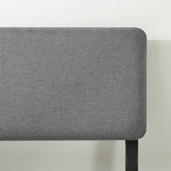 Full Size Grey Soft Fabric Metal Headboard Platform Bed Wooden Slats - Deals Kiosk