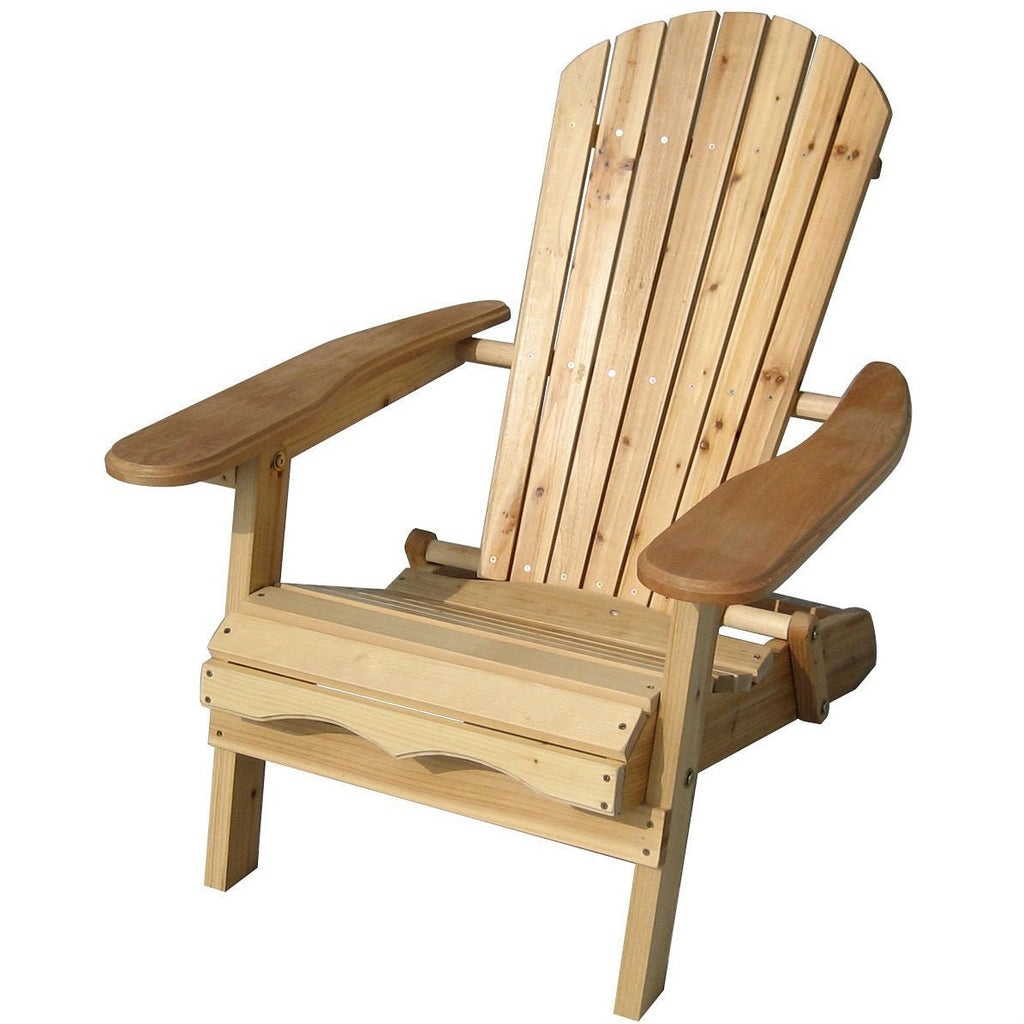 Folding Adirondack Chair for Patio Garden in Natural Wood Finish - Deals Kiosk