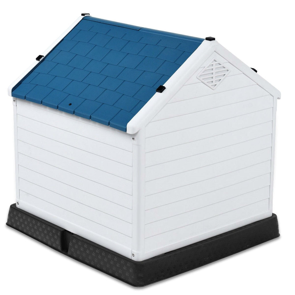 Medium size Outdoor Heavy Duty Blue and White Plastic Dog House - Deals Kiosk