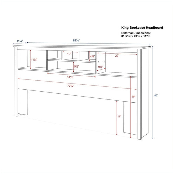 King size Bookcase Headboard in Espresso Wood Finish - Deals Kiosk