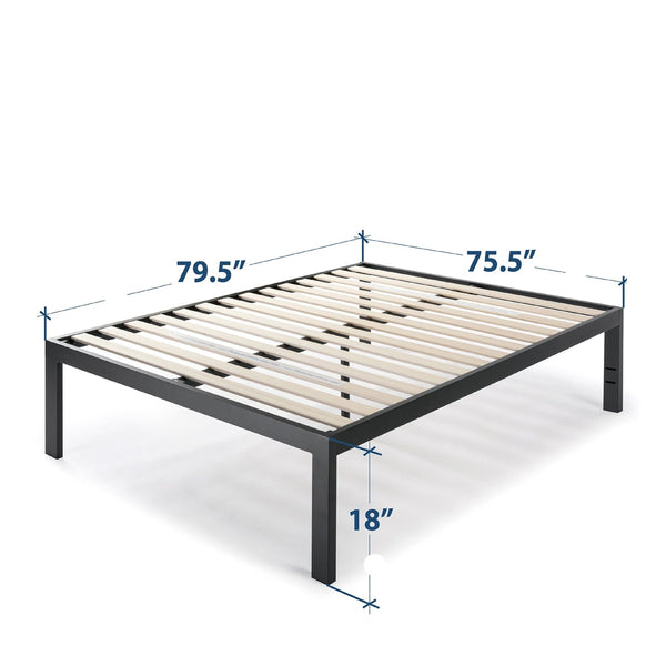 King size 18 Inch Easy Assemble Metal Platform Bed Frame Wooden Slats - Deals Kiosk