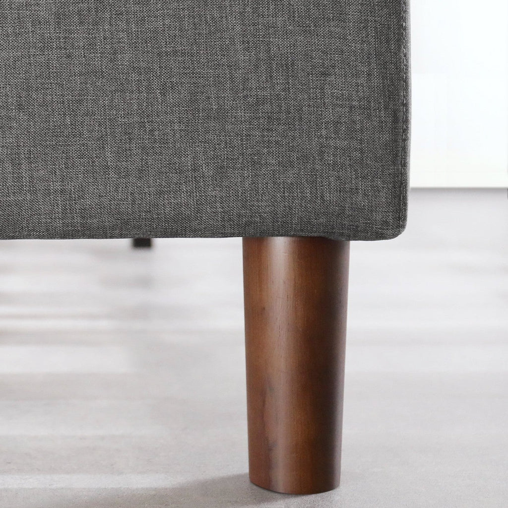 King size Upholstered Platform Bed with Grey Fabric Tufted Linen Headboard - Deals Kiosk