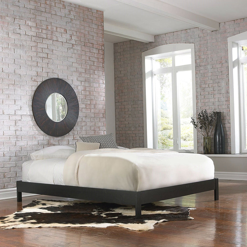 Full size Modern Black Wood Platform Bed Frame - Deals Kiosk