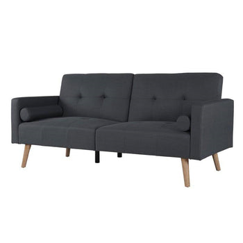Grey Fabric Upholstered Sleeper Sofa Bed with Mid-Century Modern Wood Legs
