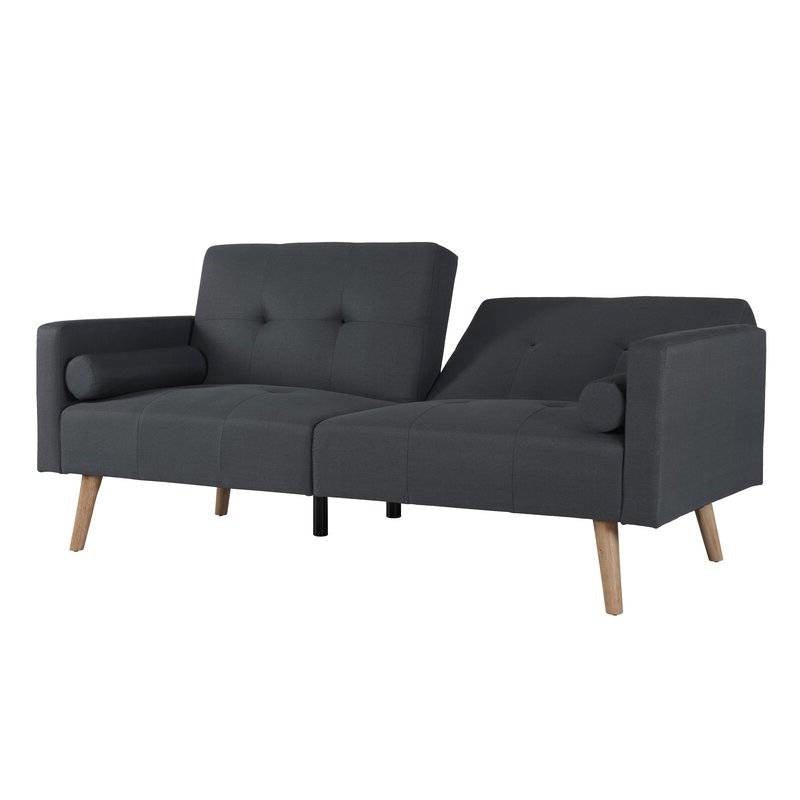 Grey Fabric Upholstered Sleeper Sofa Bed with Mid-Century Modern Wood Legs - Deals Kiosk