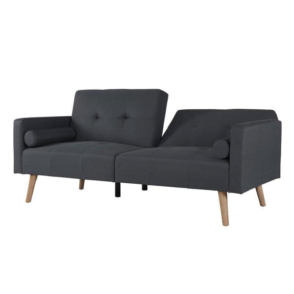 Grey Fabric Upholstered Sleeper Sofa Bed with Mid-Century Modern Wood Legs - Deals Kiosk