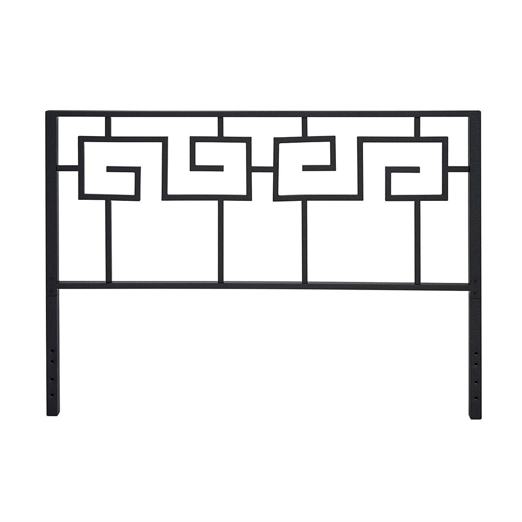 Full size Modern Meander Greek Key Style Headboard in Black Metal Finish - Deals Kiosk