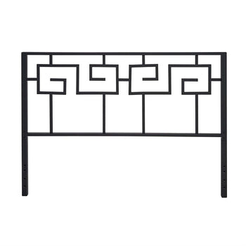 Full size Modern Meander Greek Key Style Headboard in Black Metal Finish - Deals Kiosk
